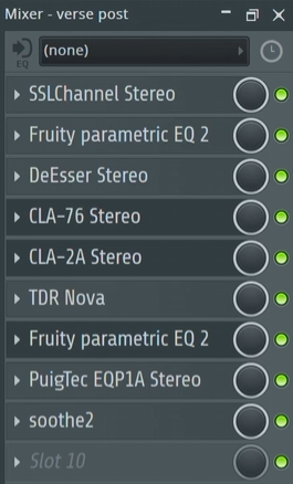 Vocal-Chain mit EQ, De-Esser und zwei hintereinander eingesetzten Kompressoren