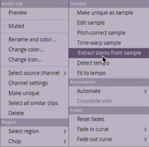 Menüpunkt Extract stems from sample zum Trennen von Stems in FL Studio