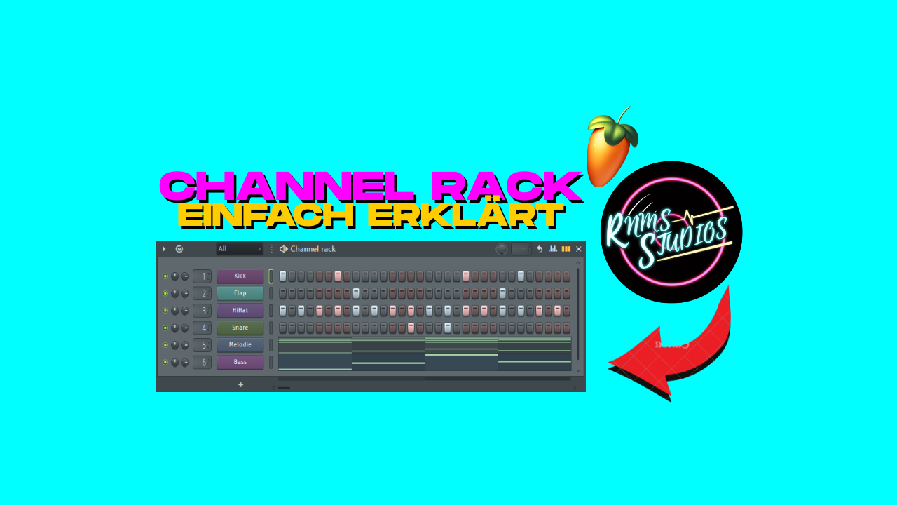 Beat im Channel Rack in FL Studio mit Drums, Melodie und Bass