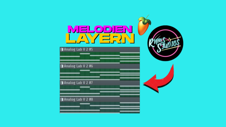Layering in FL Studio mit mehreren untereinander angeordneten Instrumentenspuren in der Playlist