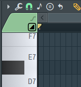 Markierter Slide Note Button in der Piano Roll in FL Studio